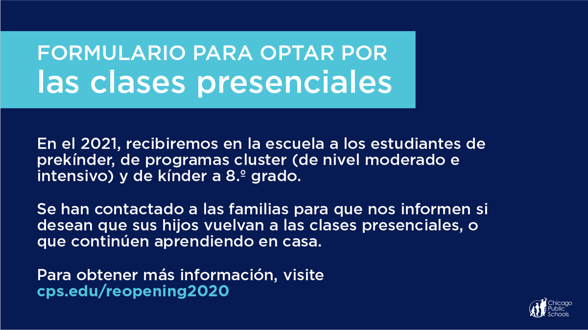 ChiPubSchools's tweet photo. To help us better understand how many students are planning to return to in-person learning after winter break, please complete the Intent Form we’ve emailed for each eligible child in your family by Mon, 12/7. https://t.co/oPEtxmNI9a