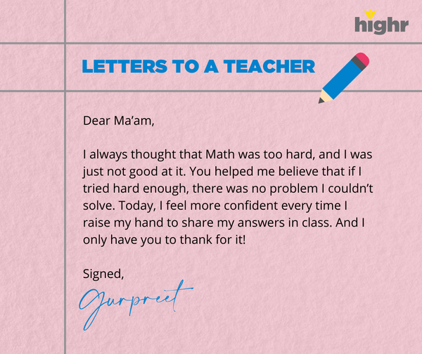 Let Gurpreet's letter be all that you need to fight the mid-week blues and reignite the sense of purpose we educators show up to class with! 
#gratitude #thankyouteachers #math #teacher #teachertwitter