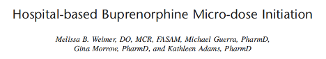 14/xxIn the hospital, it can be tricky to cut up buprenorphine strips. Luckily the amazing  @DrMelissaWeimer and her colleagues have published a way around this using belbuca (buprenorphine microgram strips)  https://pubmed.ncbi.nlm.nih.gov/32960820/&nbsp;