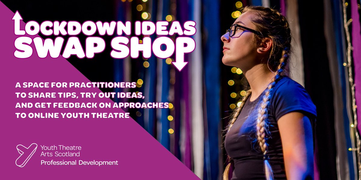 YTArtsScot's tweet photo. Join us for our second #LockdownIdeasSwapShop of the new season on Thu 10 Dec, focussing on blended learning. We'll be joined by @CreativeSparkTA, #MBArts and @TheatreSAccents who'll share ideas and experience about delivering work online &amp; face-to-face > https://t.co/taqErQyCzn https://t.co/yHRBLZK3c6