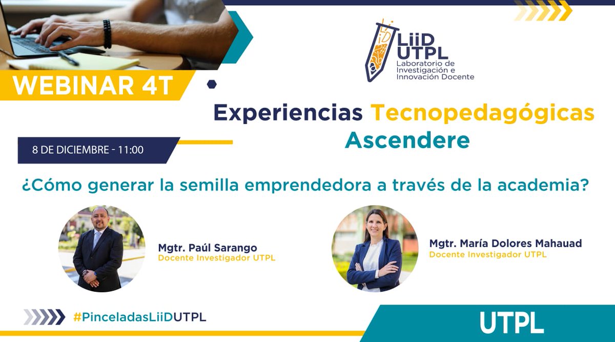 liid_utpl's tweet photo. #PinceladasLiiDUTPL 

📌¡Es hora de aprender algo diferente!
Conoce como generar la semilla emprendedora a través de la académia.
🕐Martes 08 de diciembre|11:00 am
💡Inscríbete: https://t.co/xuj5Vfe0fx

¡Imposible perderselo! https://t.co/RAA839ndY1