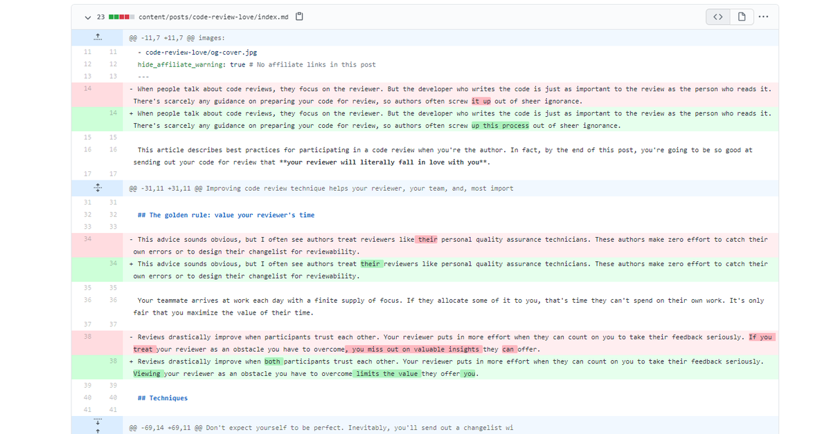 Final readthrough is done. Even though this is like my 20th time reading this, I made lots of last-minute tweaks.  https://github.com/mtlynch/mtlynch.io/pull/697/commits/67d41a23a11c47924dbeb36bcd831ad9e874d1d9