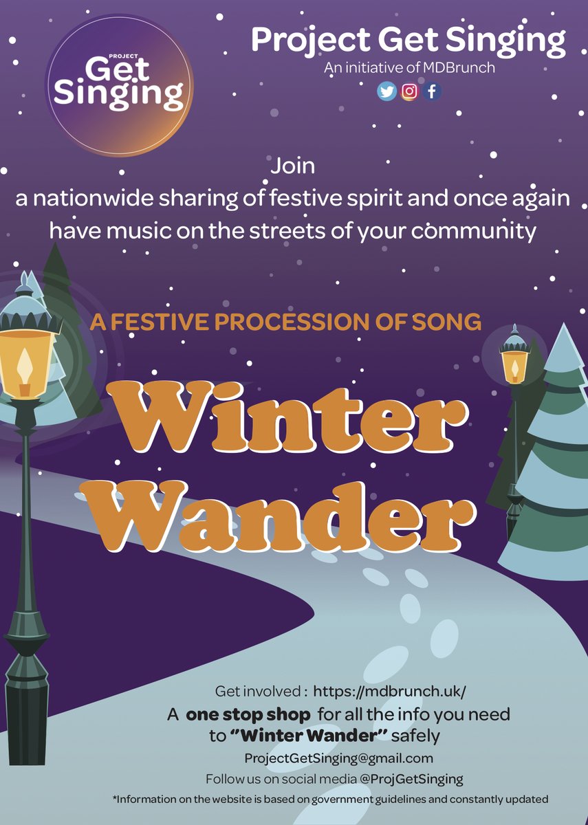 MDbrunch's tweet photo. Hello UK!!
Welcome to 'Winter Wander'; our free one stop shop plan that's guidance and tier appropriate to help you, your friends & groups get out to share some festive joy through singing.
Full plan: https://t.co/qawOkwScBw
#LockDONE #TimeToSing #ProjGetSinging #WinterWander https://t.co/Wyx5S8rAy0