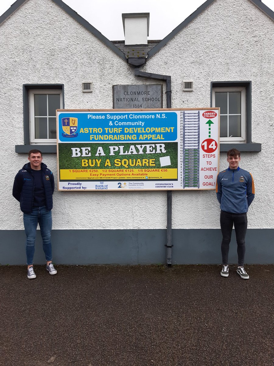 <a href="/TipperaryGAA/">Tipperary GAA</a> and <a href="/Jkbgaa/">JK Brackens GAA Club</a> hurlers <a href="/paddy_cadell/">Paddy Cadell</a> and <a href="/andrewormond14/">Andrew Ormond</a> supporting our astroturf fundraising drive. To donate please see our go fund page details below. gofundme.com/f/clonmore-ns-…