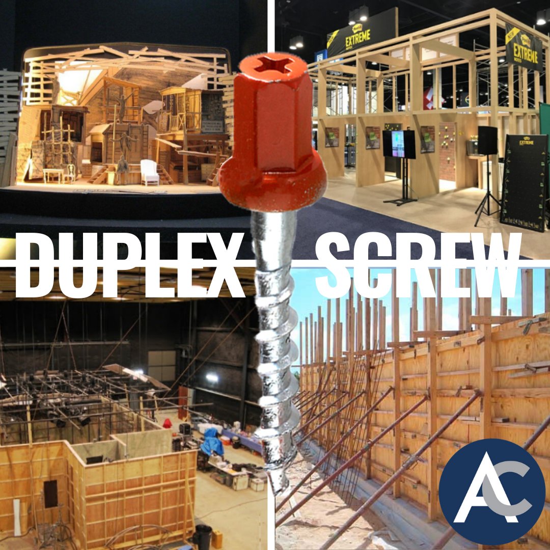 advancenow's tweet photo. The amazing #reusable #DuplexScrew is in STOCK at Advance! https://t.co/RryNkHwMyW #fasteners ship fast! #construction #theater #exhibits #artinstallations #stormproofing #concrete https://t.co/iipt3CshPM