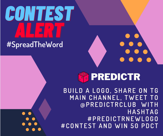 PredictrClub's tweet photo. Build a Logo, Share on TG Main Channel, Tweet to @PredictrClub  with hashtag #PredictrNEWLogo
#Contest and Best Logo Creator wins 50 PDCT. 
Closes in 24 Hours.

Logo Thought Objective - betting + Decentralised + Crypto

@HumanWordSpeak @rissstyle @cryptotimal @JosePadilha77 https://t.co/4BZREp0JLF