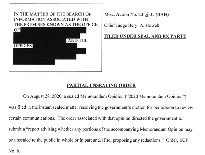 Here someone **asked** the court overseeing this grand jury investigation into a presidential pardon lobbying/bribery scheme to consider **unsealing** the grand jury's status report.This does not happen without Barr's approval.