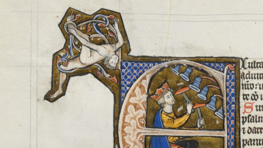 John Boswell claimed that David and Jonathan were medieval symbols of same-sex love. I don't know if that's true, but what I *have* noticed is that medieval art depicts King David with a LOT of naked men.(Lausanne, Bibliothèque cantonale, MS U 964, f. 213v)  #MedievalTwitter