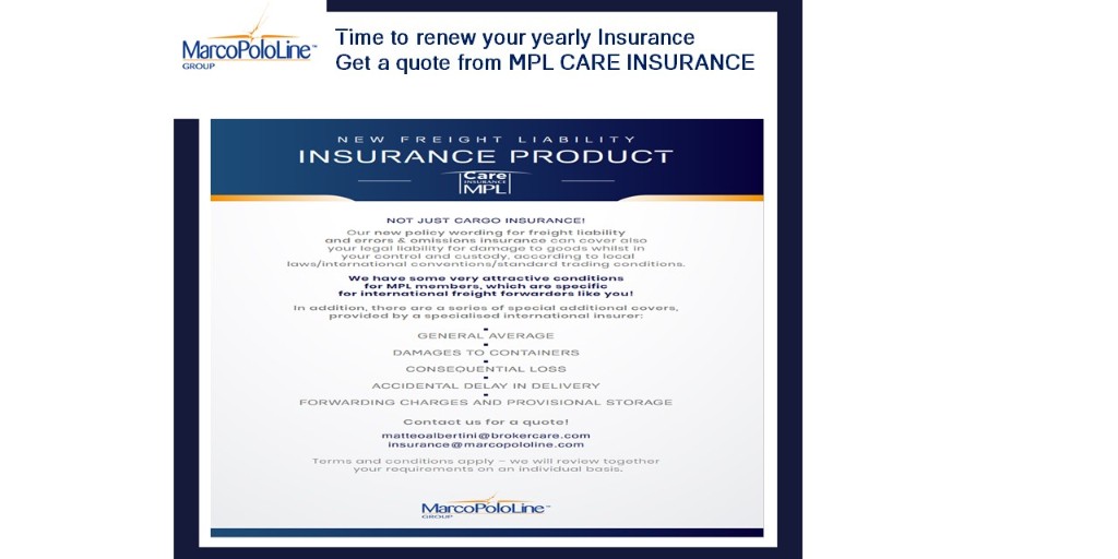 Renew your yearly insurance with our partner
Special rates dedicated to MPL - get a quote @ matteoalbertini@carebroker.com
