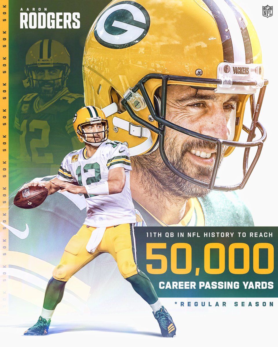 NFL's tweet photo. The best way to celebrate @AaronRodgers12 birthday?

By congratulating him on 50K career passing yards! 🥳

@packers | #GoPackGo https://t.co/n83YeviNpe