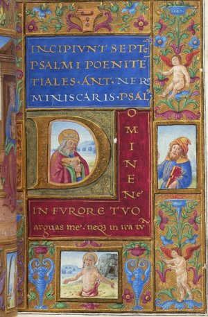 This one has a praying David with nude putti both above and below him.(Morgan, MS M.305, f. 123r)