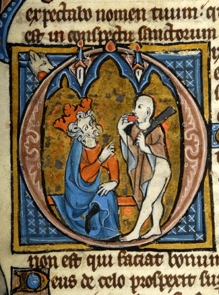 There's also a whole manuscript tradition of King David meeting a half-naked fool character.(Morgan, MS M.79, f. 060v)
