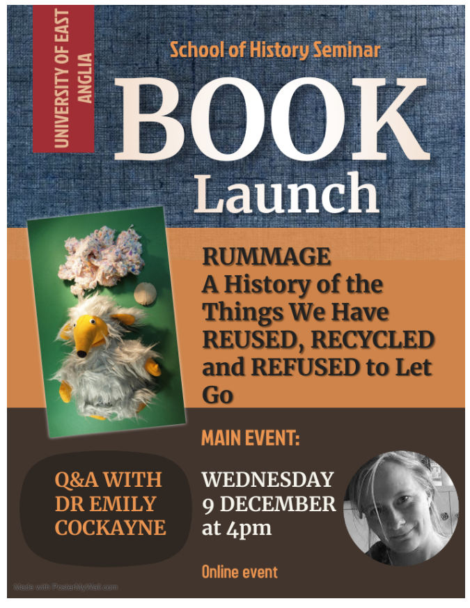 UEA_History's tweet photo. Join our very own Dr Emily Cockayne for her online book launch next week - Wednesday 9th December 2020 (4pm)!

Join Zoom Meeting
https://t.co/vohLLyJJWL
 
Meeting ID: 856 4746 2404 https://t.co/AJU93i6fJm