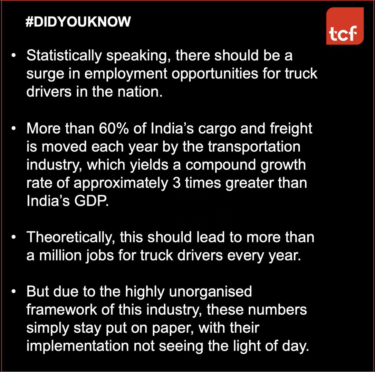 tcflogistics's tweet photo. Swipe ➡️ For Part 2🙌🏻.
The Reason Behind Shorfall Of Truckers In India🚚
Visit Our Page: @tcflogistics For Part 1 and Much More.

#didyouknow #didyouknowfacts 
#freight #freightforwarder #freightforwardingcompany #logisticsmanagement #logisticscompany #supplychainmanagement https://t.co/gjNHZMR8pw