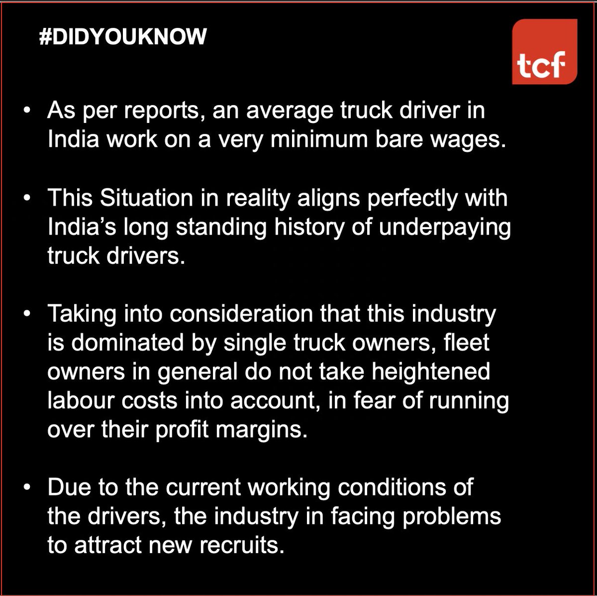 Swipe ➡️ For Part 2🙌🏻.
The Reason Behind Shorfall Of Truckers In India🚚
Visit Our Page: <a href="/tcflogistics/">TCF - Global Logistics</a> For Part 1 and Much More.

#didyouknow #didyouknowfacts 
#freight #freightforwarder #freightforwardingcompany #logisticsmanagement #logisticscompany #supplychainmanagement
