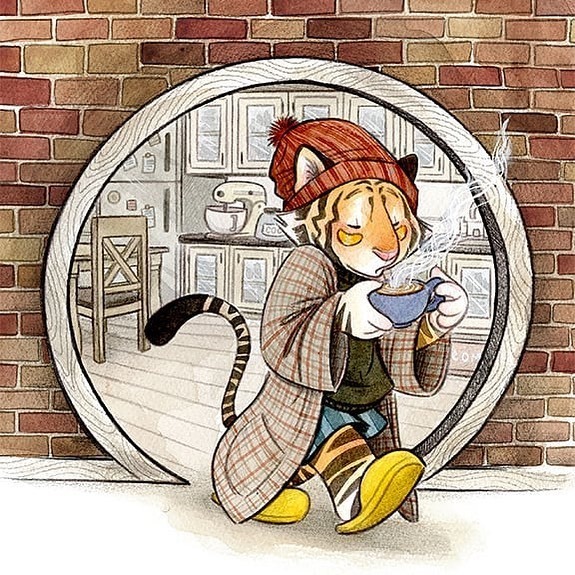 RootLiterary's tweet photo. Here's some cozy #WeDrawWednesday artwork for you by #RootLitIllustrator @blythe_russo. ☕⠀
⠀
#blytherusso #tiger #rootlitillustrators #rootlit #kidlit #kidlitart #illustration #kidlitillustration #illustrate #drawing #drawingoftheday #drawsome… https://t.co/3Fy1UL1XWc https://t.co/KjyAyiH6zw