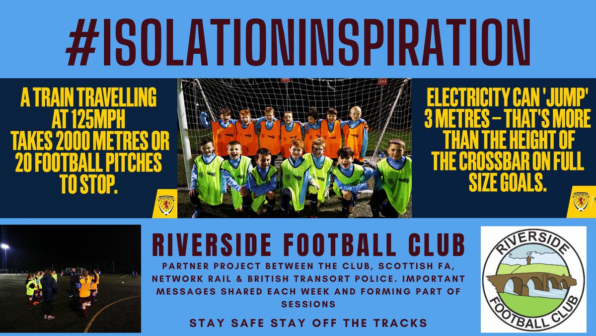 ClubSportStlg's tweet photo. #IsolationInspiration

Over the past couple of months @RiversideFC89 have run a terrific partner project to educate and raise awareness of rail safety amongst young people through football. We have loved the infographics and engaging ways they have brought this to their sessions. https://t.co/ehE8hEe4an