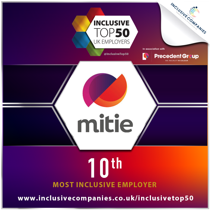 mitie's tweet photo. We're proud to announce that we have been recognised as a Top 50 UK Inclusive Employer by @InclusiveTop50 

It’s testament to our commitment to diversity &amp; inclusion and our core value of ‘our diversity makes us stronger’. 

#IT50 | #Mitie | #OurDiversityMakesUsStronger https://t.co/QSd8jvbUze