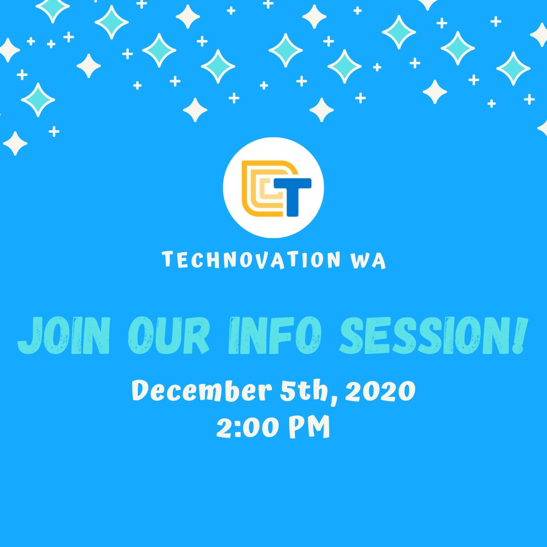technovationwa's tweet photo. Technovation WA will be hosting an info session on December 5th at 2 PM PT! We'll be hosting a presentation and Q&amp;A with WA Technovation Regional Ambassador, Erica Merchant, and a few student ambassadors✨

Link: https://t.co/3p1udFo9JA

#Technovation2021 #TechnovationGirls https://t.co/p4rSlS7eko