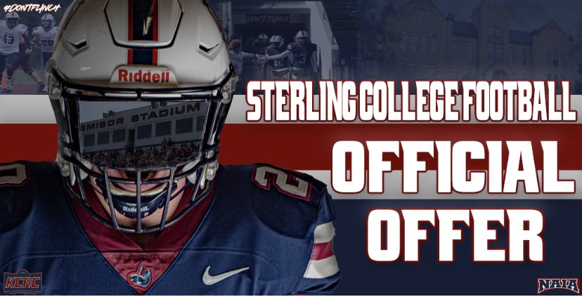 Blessed to say I’ve received my first offer at the next level from Sterling College.
<a href="/SCWarriorFB/">Sterling College Football</a> @CoachMaly_77 <a href="/doctor_glenn/">Coach Glenn Stallings</a>
