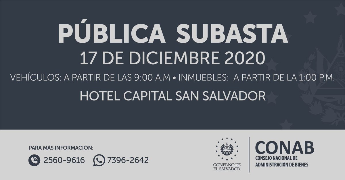 #Subasta #CONAB Para aplicar en la subasta se pueden descargar las bases en nuestra página web subasta.conab.gob.sv