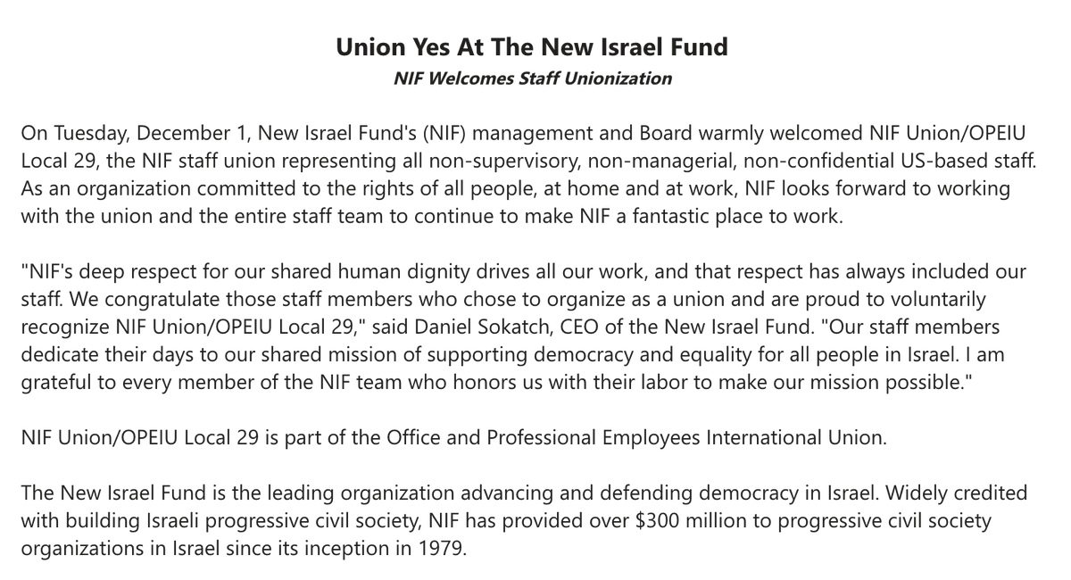 New Israel Fund Union tweet media