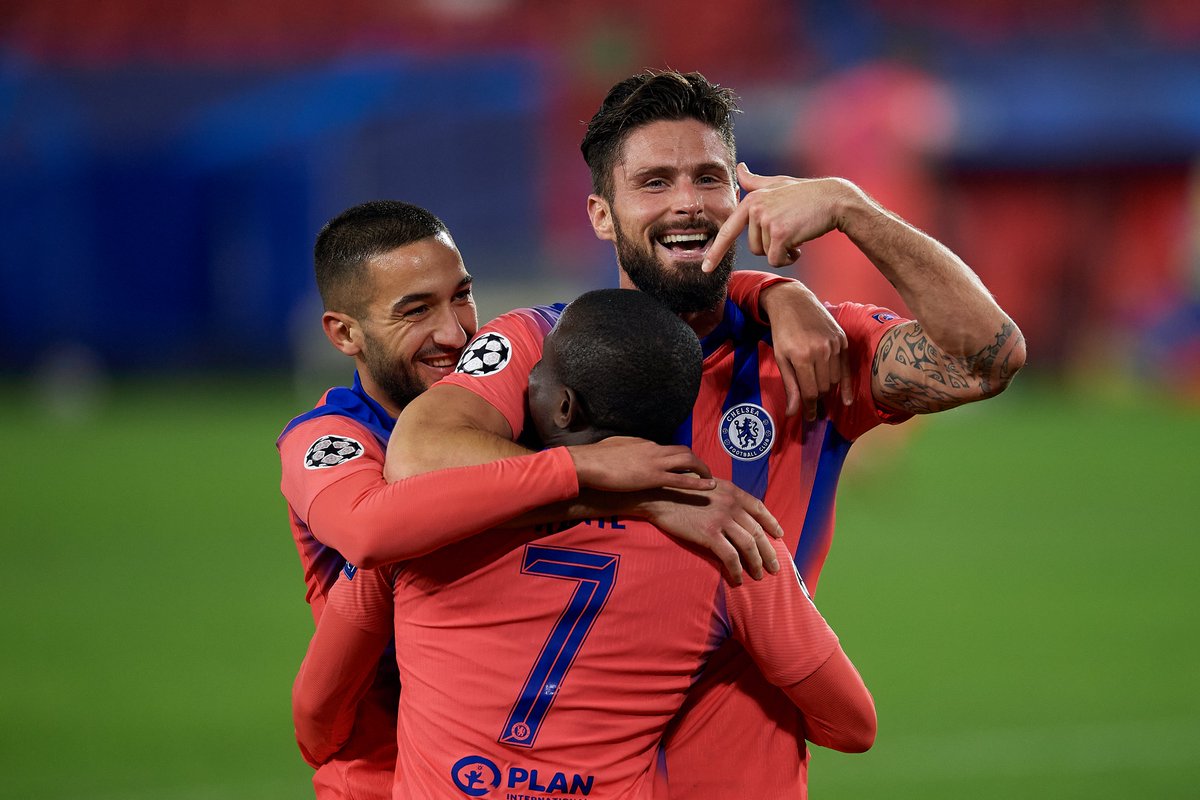34 - Olivier Giroud est le joueur le plus âgé à inscrire au moins 3 buts dans un match de Ligue des Champions (34 ans et 63 jours). Il est le 2e joueur français à inscrire un quadruplé en LdC après Bafétimbi Gomis en décembre 2011 v Dinamo Zagreb. Historique. #SEVCHE