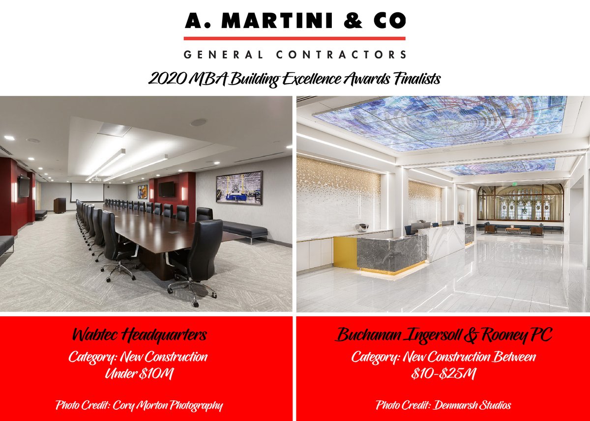 AMartiniCompany's tweet photo. A. Martini &amp; Co. has two projects that were selected as finalists in the @MBAofWPA's 2020 Building Excellence Awards! Congratulations to all projects selected! Click here, to read more about this year's finalists: https://t.co/UReehC2QQ7 https://t.co/vk8xKjgTkK