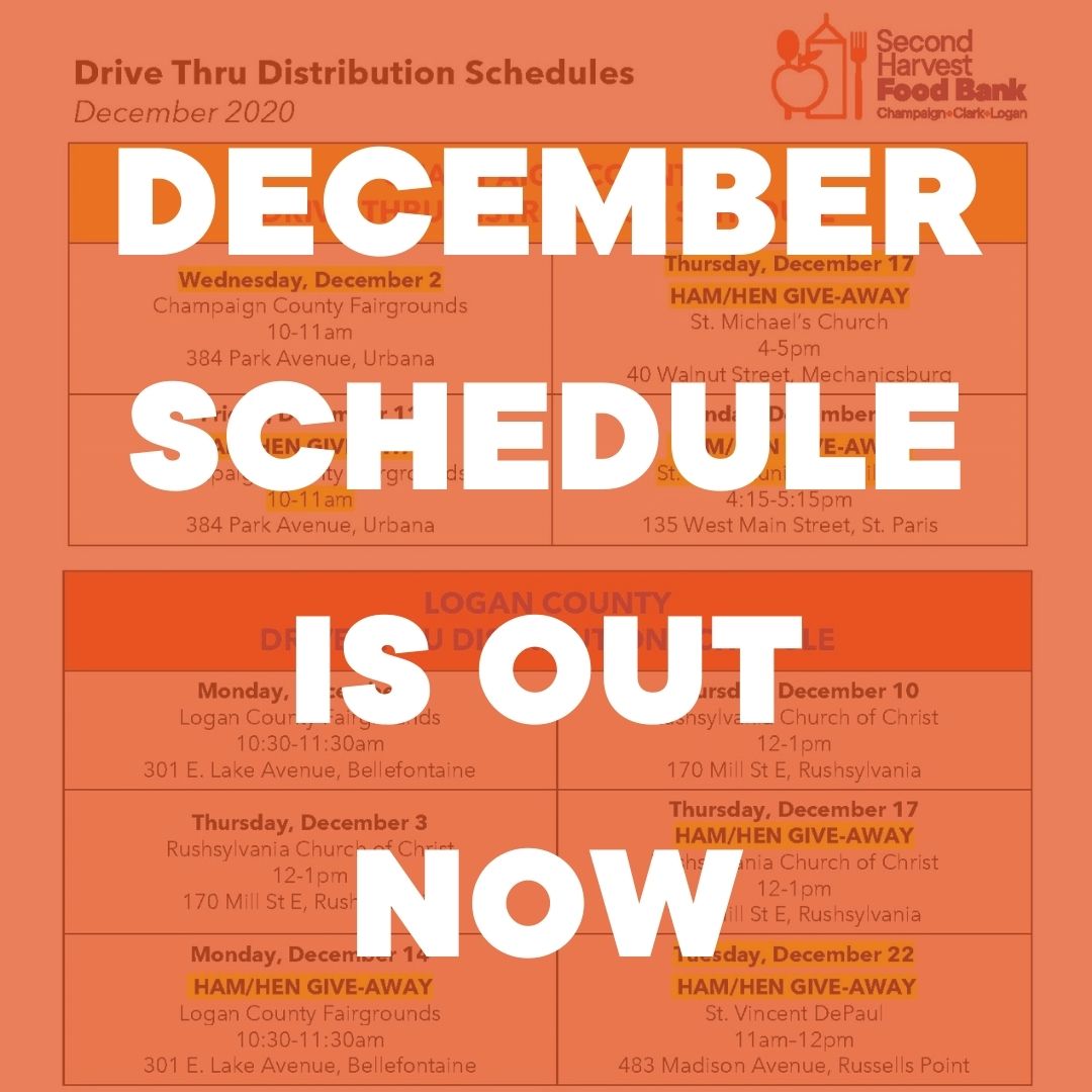 Our December schedule is out now. Please visit theSHFB.org /findfood for more details.