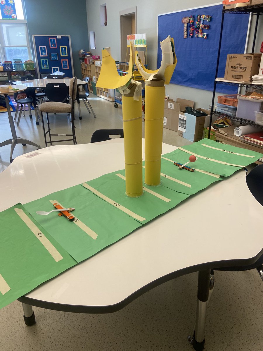 HoweManningTTU's tweet photo. What do innovators do when they need socially distant indoor recess games; invent your own? ⁦@beedeeleyHM⁩ https://t.co/bEVm0LeRJ5