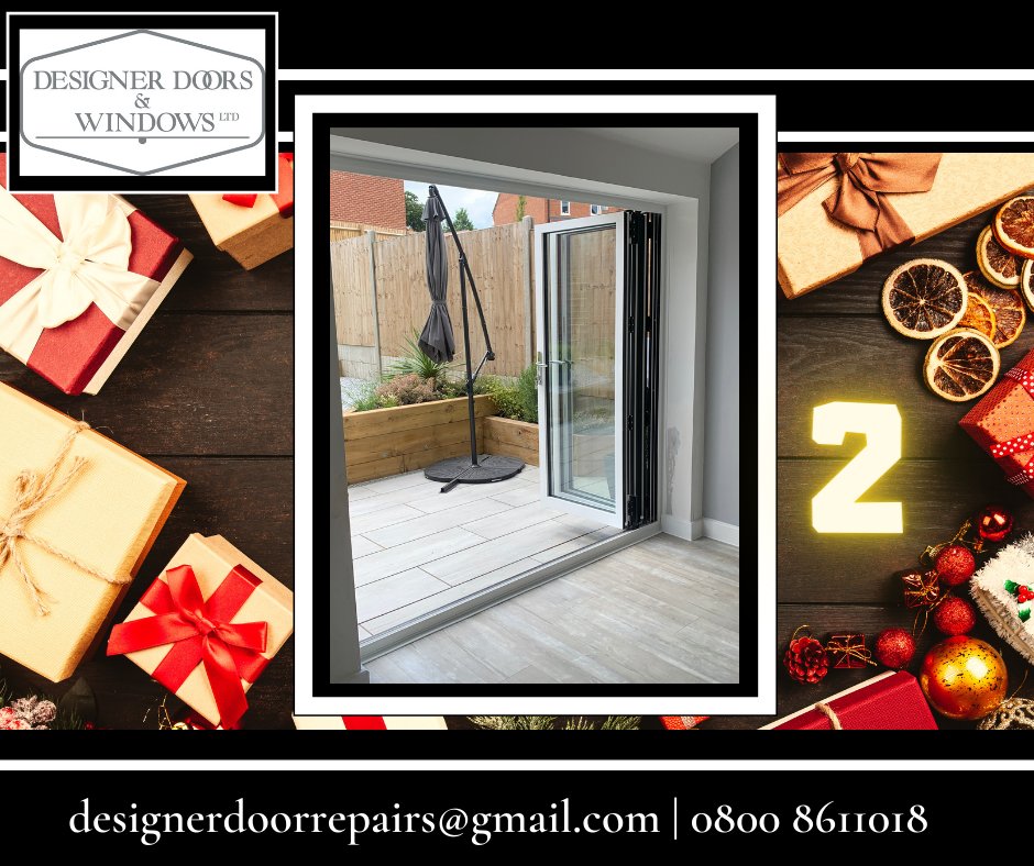 DesignerDoorsa1's tweet photo. Some beautiful #bifolds were hiding behind #door 2! A stunning and increasingly popular choice if you want to make the most of a stunning outlook, maximise light &amp; increase the sense of space in your home.  For more info call us now.
#happytohelp #garden # space #doors #advent https://t.co/F57eQ5bo6S