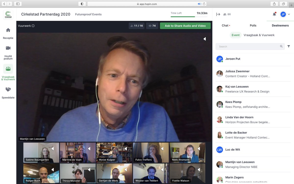 Een bomvolle PARTNERDAG <a href="/cirkelstad/">Cirkelstad</a> meegemaakt! #hostedby gemeentesecretaris <a href="/rutgerbuch/">Rutger Buch</a> Veel energie én toffe plannen + virtueel vuurwerk met pitches van nieuwe activiteiten. Geeft ook weer richting aan onze 'eigen' Cirkelstad <a href="/DrechtstedenReg/">Drechtsteden</a> #poweredby  @startmet8 + <a href="/Cirkellab/">Cirkellab</a>