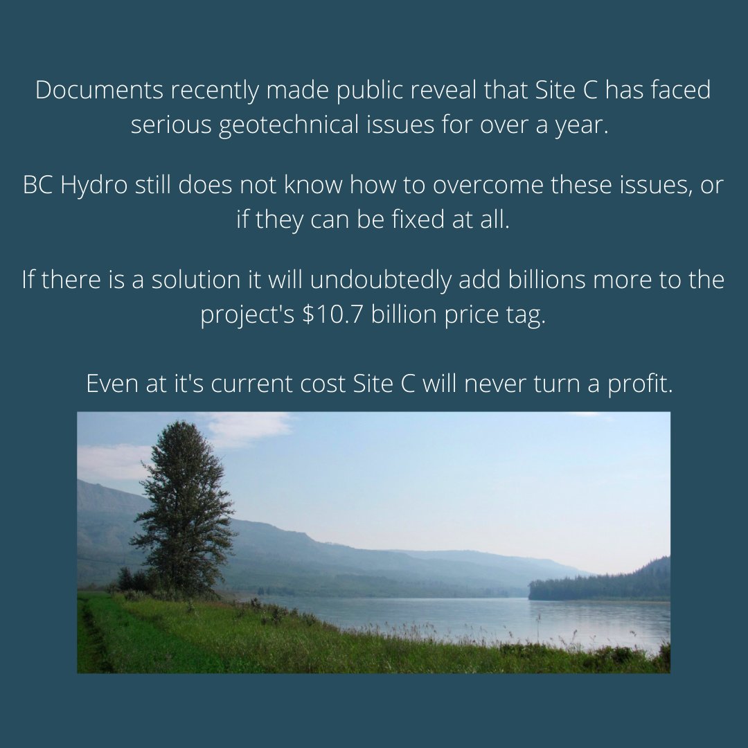 Site C is a megadam currently under construction on the Peace River in BC. Despite violations of treat rights, irreparable environmental damage, the destruction of BC’s best agricultural land, and enormous economic loss, construction of the dam continues.