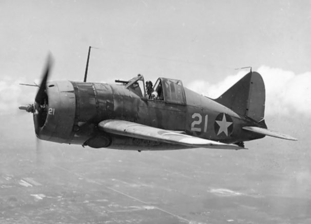 2) Buffalo won competition against Grumman F4F Wildcat in 1939 to become USN first monoplane fighter aircraft. Although superior to Grumman F3F biplane, Buffalo was largely obsolete when US entered war, unstable and overweight, especially compared to Japanese Mitsubishi A6M Zero.