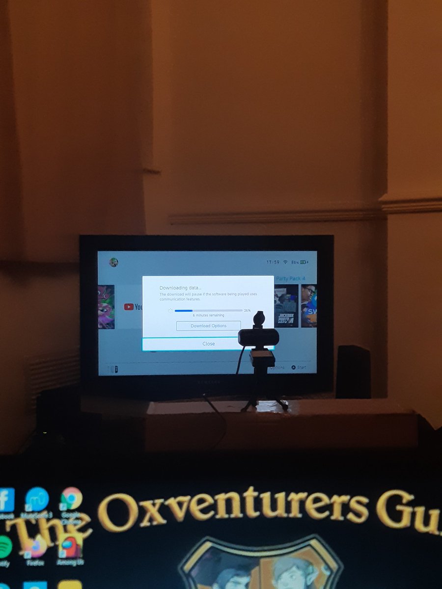 We've figured out our awkward set up, and all it took was our Chair and secretary having a 10 minute call, while minutely adjusting a camera. Looking forward to seeing some of you at our Jackbox night at 7pm. Details are on our Facebook page.