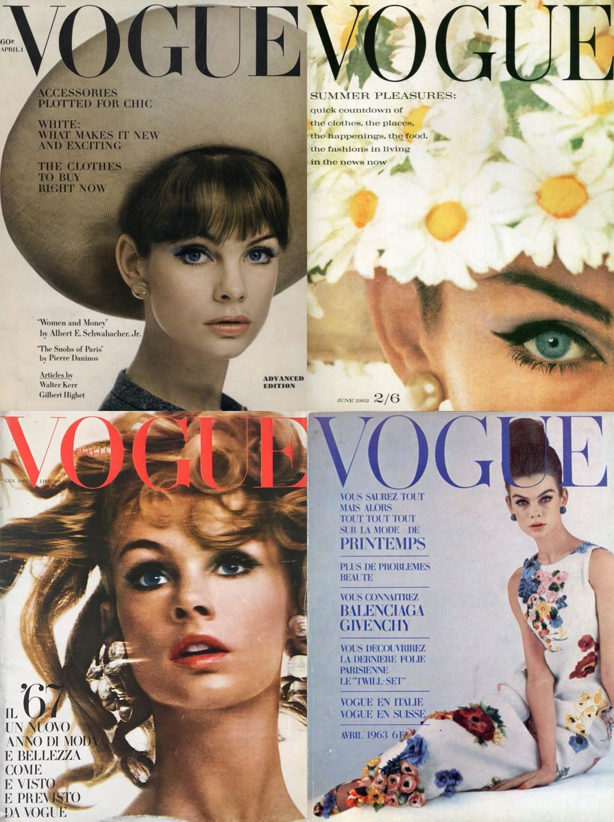 JEAN SHRIMPTON Vogue US April 1 1963Vogue UK June 1962Vogue Italia January ‘67Vogue Paris April 1963