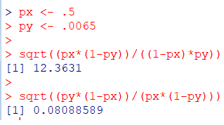 With the data provided to build the 2x2 contingency table, the proportion of 'treated', px , is 0.5 and the proportion of 'got sick', py, is .0065 so if one checks the potential upper bound one can see that the maximum possible theoretical correlation for this data is.08 3/6