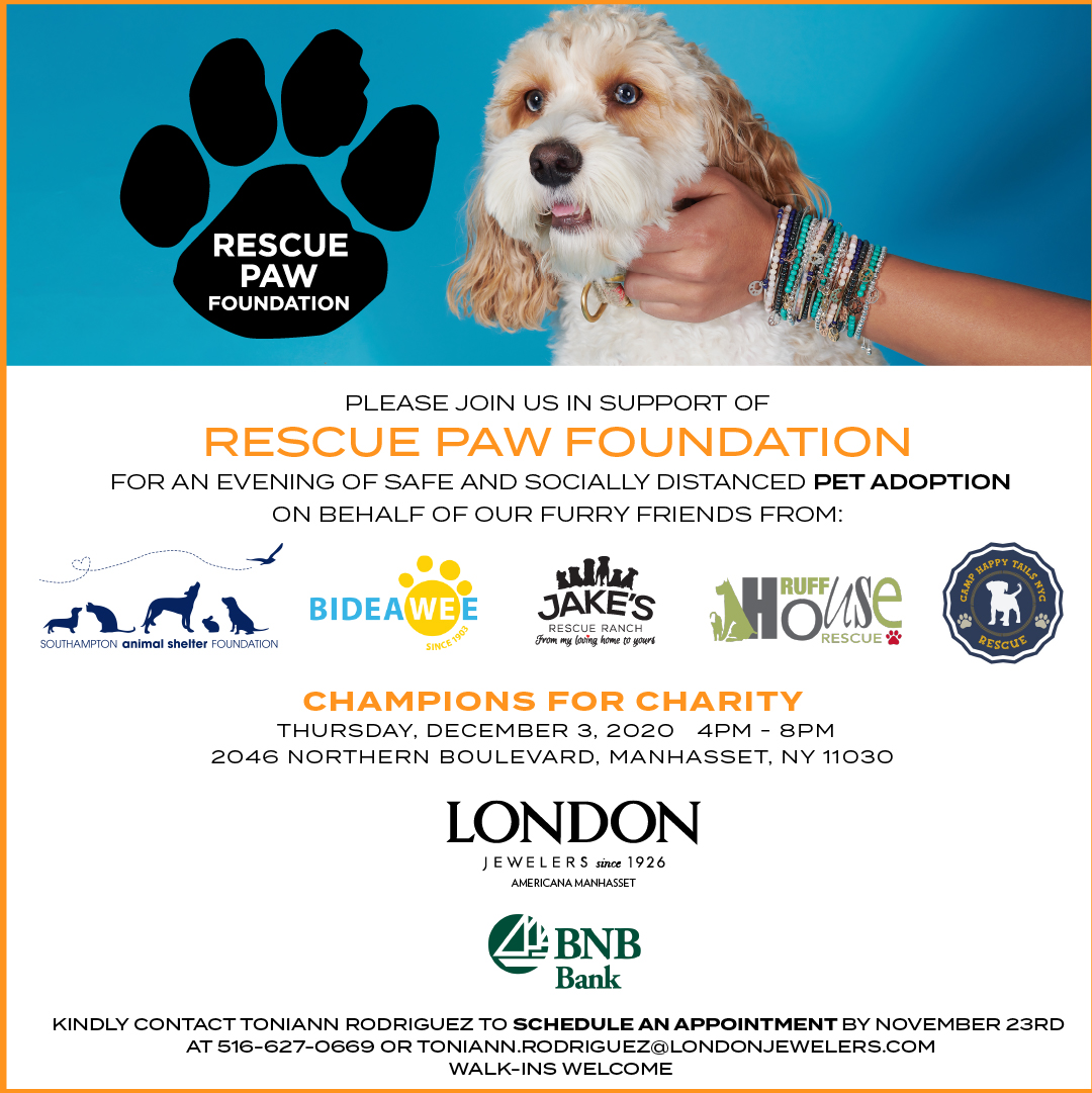 CHAMPIONS FOR #CHARITY! Be a champion and support Rescue Paw Foundation this Thursday 12/3rd 4 PM - 8 PM