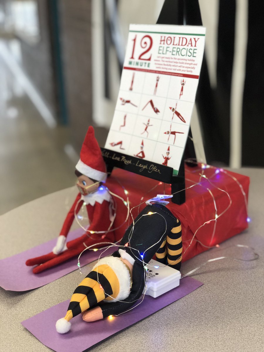 TDMcGeeOCSB's tweet photo. Our resident elves needed some stretching after being in their quarantine jars yesterday. Anyone want to join in some #Elfercise ? #ocsbAdvent #BeTheLight #DareToCare https://t.co/PJCI1ssiAw
