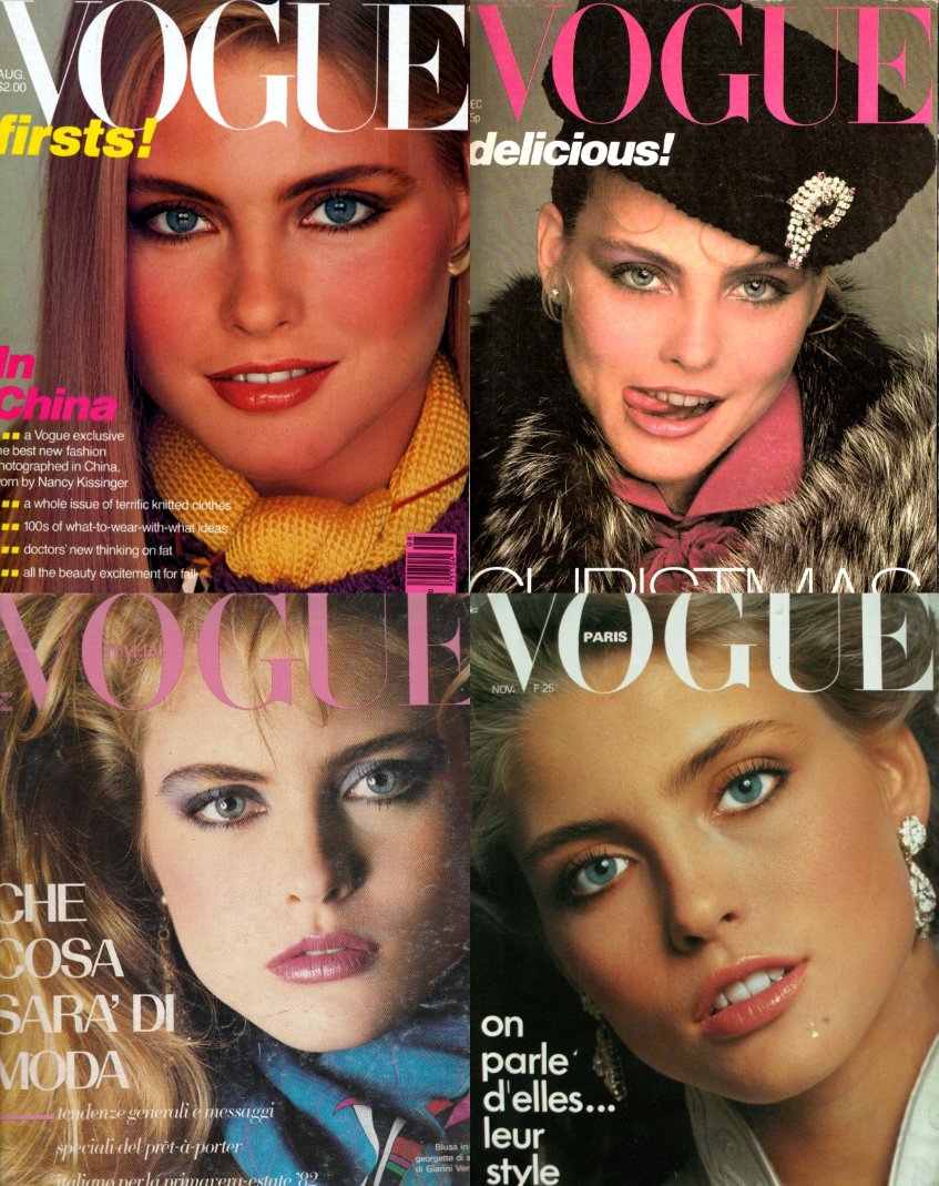 KIM ALEXIS Vogue US August 1979Vogue UK December 1978Vogue Italia January 1982Vogue Paris November 1980