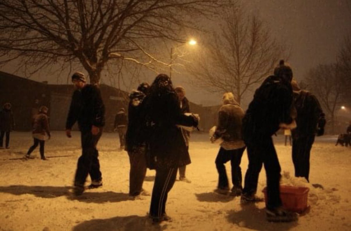 Winter 2008, some people from a warehouse round the corner showed up for an Us vs Them snowball fight. There was something v special about being very few people living somewhere no one was meant to be.