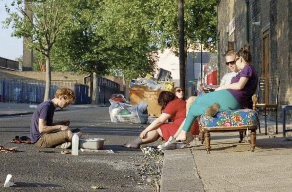 And summer, when we did absolutely everything outside on the otherwise empty street. Those green leggings I was wearing are disgusting.