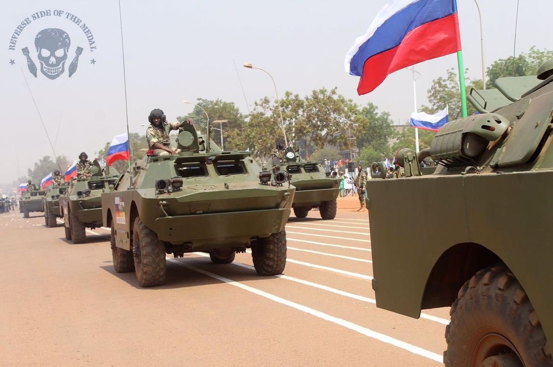More photos of Russian private military contractors in CAR at an event with the president of the Central African Republic and the BRDM-2 vehicles Russia recently delivered. 14/ https://t.me/grey_zone/6182 