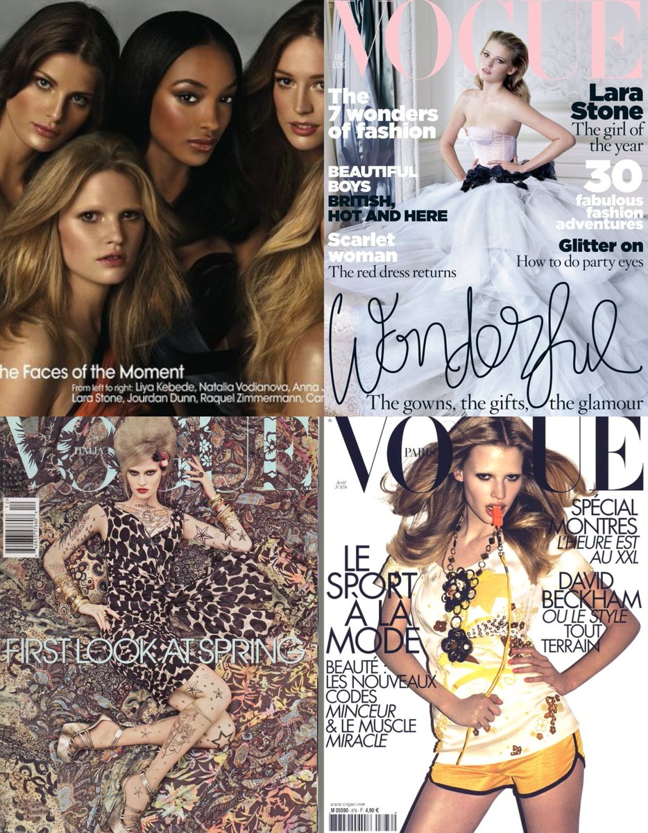 LARA STONEVogue US May 2009Vogue UK December 2009Vogue Italia December 2007Vogue Paris April 2007