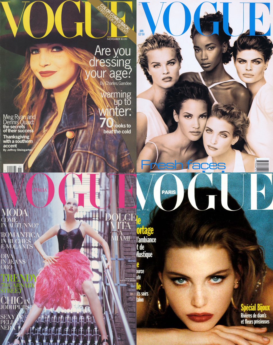 NADJA AUERMANN Vogue US November 1993Vogue UK January 1992Vogue Italia July 1992Vogue Paris June 1992