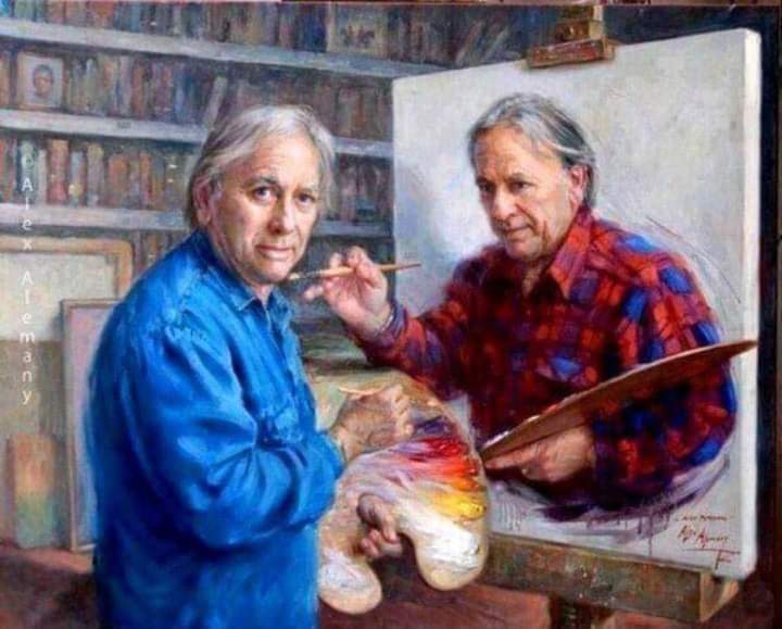 "رسام رسم نفسه وهو يرسم نفسه وهو يرسم نفسه."
