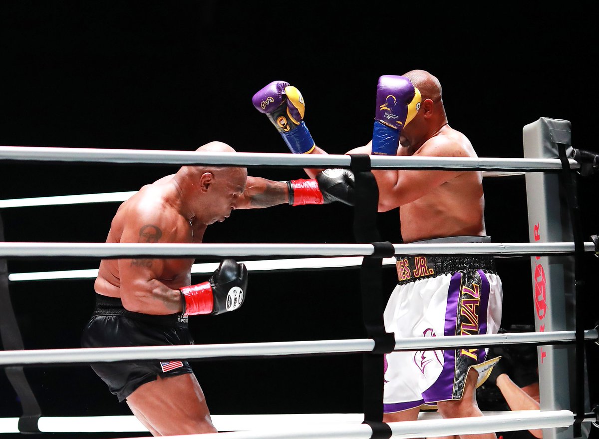 MMAFighting's tweet photo. Mike Tyson vs. Roy Jones Jr. shatters expectations with over 1 million pay-per-view buys (@DamonMartin)  https://t.co/LrwIizRiAw https://t.co/CcI0M4RrsX