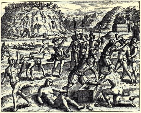 In the 1550 Valladolid debate, he defends human sacrifice by drawing comparisons between alleged Indigenous practices&older European ones. Citing sources like Eusebius and Lactantius he describes human sacrifice committed by European peoples, e.g. Gauls, prior to conversion. 4/11