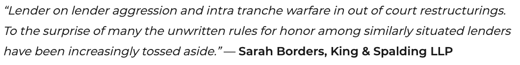 Here is King & Spalding's Sarah Borders: