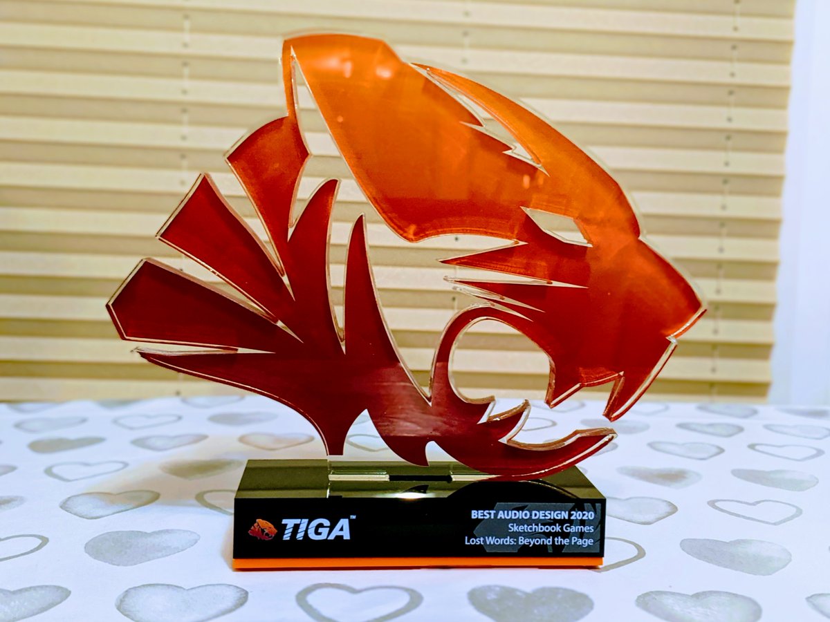 Thanks to <a href="/TIGAMovement/">TIGA (Videogames)</a> for the Best Audio Design award! And thanks to <a href="/DavidJHousden/">David Housden</a> <a href="/StrongholdAudio/">Mike McLafferty</a> @SidonieMaria and the <a href="/GamesSketchbook/">Sketchbook Games</a> team for all their hard work on the audio of Lost Words! #indiedevhour #GameAudio